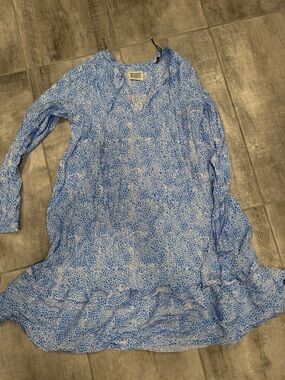 Scotch & Soda Blue and White Printed V-Neck Top